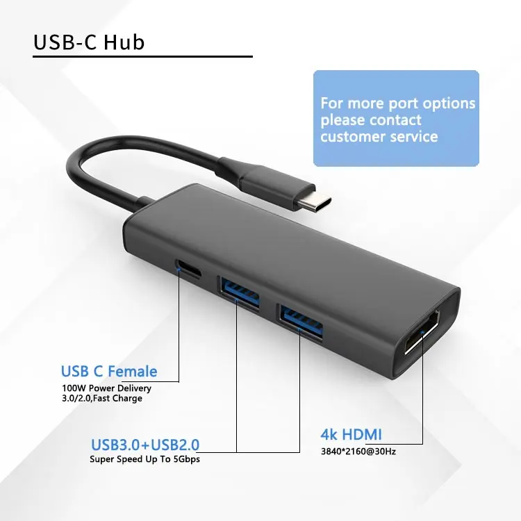 oem odm 2 usb type c multifunctional simpler expansion stand new arrival 4k switch splitter type-c hub 4 in 1 p for macbook pro
