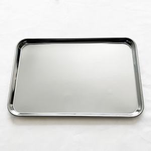 Plateau peu profond en acier inoxydable, plateau rectangulaire, plateau de service alimentaire et plateau à fruits, acier inoxydable 430 de qualité alimentaire durable - Product Image 2