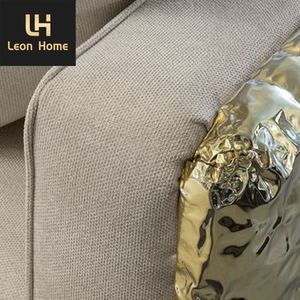 Stile moderno Boca Villa luce di lusso in tessuto soggiorno divani Custom ottone lucido divano Set mobili - Product Image 6