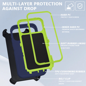 Custodia Protettiva Robusta 3-in-1 <span class=keywords><strong>Arancione</strong></span> per <span class=keywords><strong>iPhone</strong></span> 17 16 15 14 13 12 <span class=keywords><strong>11</strong></span> Pro Max, Confezione al Dettaglio a 3 Strati - Product Image 2