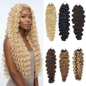 Cabello Humano Rizado Birmano de Doble Trama FH con Nudo Milagroso para Crochet, Puntas con Efecto Pluma, Trenzas de Cabello Humano para Crochet - Product Image 1