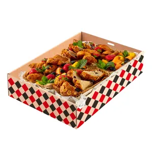 Custom Eco-Friendly Food Sushi Cookie Paper Pastoreo Catering Plato de embalaje caliente Caja de entrega Cartón con divisor