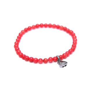 Pulsera de Acero Inoxidable de 6 mm y 18 cm con Cuentas Rojas y Dije de Mariposa, Joyería de Moda - Product Image 1