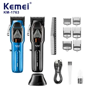 Kemei KM-1763 10Wハイトパワープロフェッショナル電気ヘアトリマーコードレスヘアカッティングマシン充電式クリッパー男性理髪店