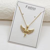 Collier pendentif aile vintage en acier inoxydable, breloque aile d'ange découpée, bijoux hip-hop unisexe, chaîne gothique rap