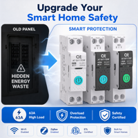 Disjoncteur intelligent Wi-Fi AT-SY1 Mini avec mesure, 1-63A, rail DIN, surveillance facile, MCB Smart Life