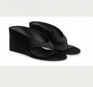 Sandali Estivi da <span class=keywords><strong>Donna</strong></span> Personalizzati dal Produttore, Infradito con Zeppa Nera Lucida e Supporto per l'Arco Plantare - Product Image 1