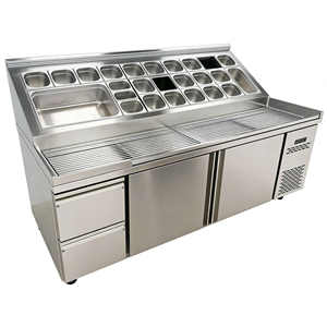 Équipement de réfrigération commerciale, réfrigérateur à double compresseur, 59 pouces, sous le comptoir, table de préparation pour salades, sandwichs, pizzas - Product Image 2