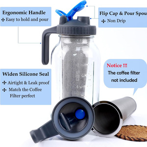 1000ml vetro trasparente muratore portatile pressa francese spremiagrumi per caffè e tè bollitore con maniglia vendita all'ingrosso - Product Image 4