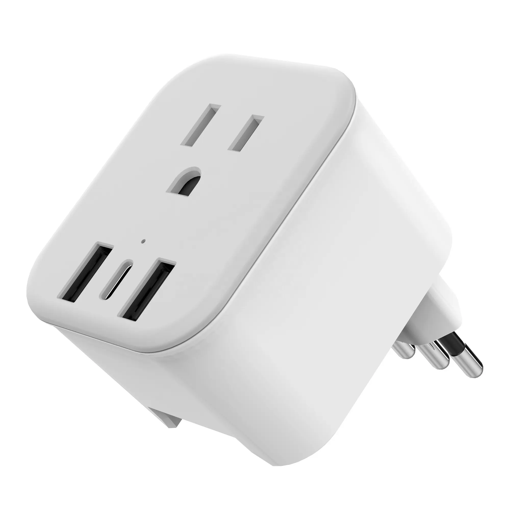 Adaptador de enchufe de viaje europeo e italiano a EE. UU., toma de corriente tipo C de 3Tops con 2 USB para Canadá y América del Sur