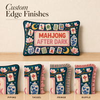 Housse de coussin Mahjong After Dark en point de croix avec dos en toile, pour décoration florale orientale de luxe faite à la main, 30x20cm, article cadeau pour la maison