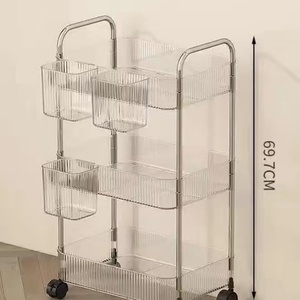 LE Cosmetics Storage Rack Bathroom Storage Rack Living Room Snack Storage Rack Multi-layer Mobile Acrylic <b>Trolley</b> - Product Image 4
