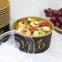 Vente en gros de bols en papier noir jetables avec logo imprimé
