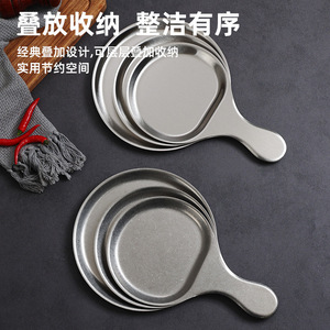 Stainless Steel Round Plate Gold Bottom Steak Plate Party Snack Dish Hotel Food Use - Product Image 5