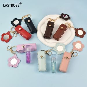 Hot Selling <b>Makeup</b> Lip Gloss <b>Holder</b> Key Chain Cute Mini PU Leather Lip Balm <b>Holder</b> Keychain Bag - Product Image 2