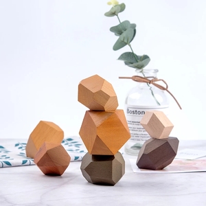 12 pezzi di grandi dimensioni in pietra di faggio Montessori blocco educativo giocattolo per bambini impilamento gioco di bilanciamento pietra in legno giocattolo regali - Product Image 4