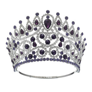 Nuova Corona QS in Lega per Spettacoli, Stile Barocco Rotondo, Corona da Campionessa di Bellezza, <span class=keywords><strong>5</strong></span> Pollici, Lussuosa Corona Grande con Cristalli per Anniversario - Product Image 3