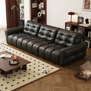 Canapé sectionnel en cuir véritable Sofia 2025, style italien minimaliste, cuir de vachette de qualité supérieure, luxe léger, grand canapé en forme d'ours noir, rangée droite, salon - Product Image 2