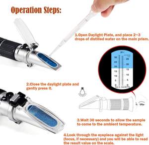 OEM Taşınabilir 2'si 1 Arada Şeker Tuz Refraktometresi 0-32%/0-28% Laboratuvar Akvaryum Bal Kesme Sıvısı Gıda için - Product Image 5