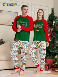 Pijamas de Natal para Família 2024, Roupa de Casa para Pais e Filhos, Casal, Criança, Cachorro, Pijamas de Cartoon com Monograma, Conjunto de 2 Peças - Product Image 2
