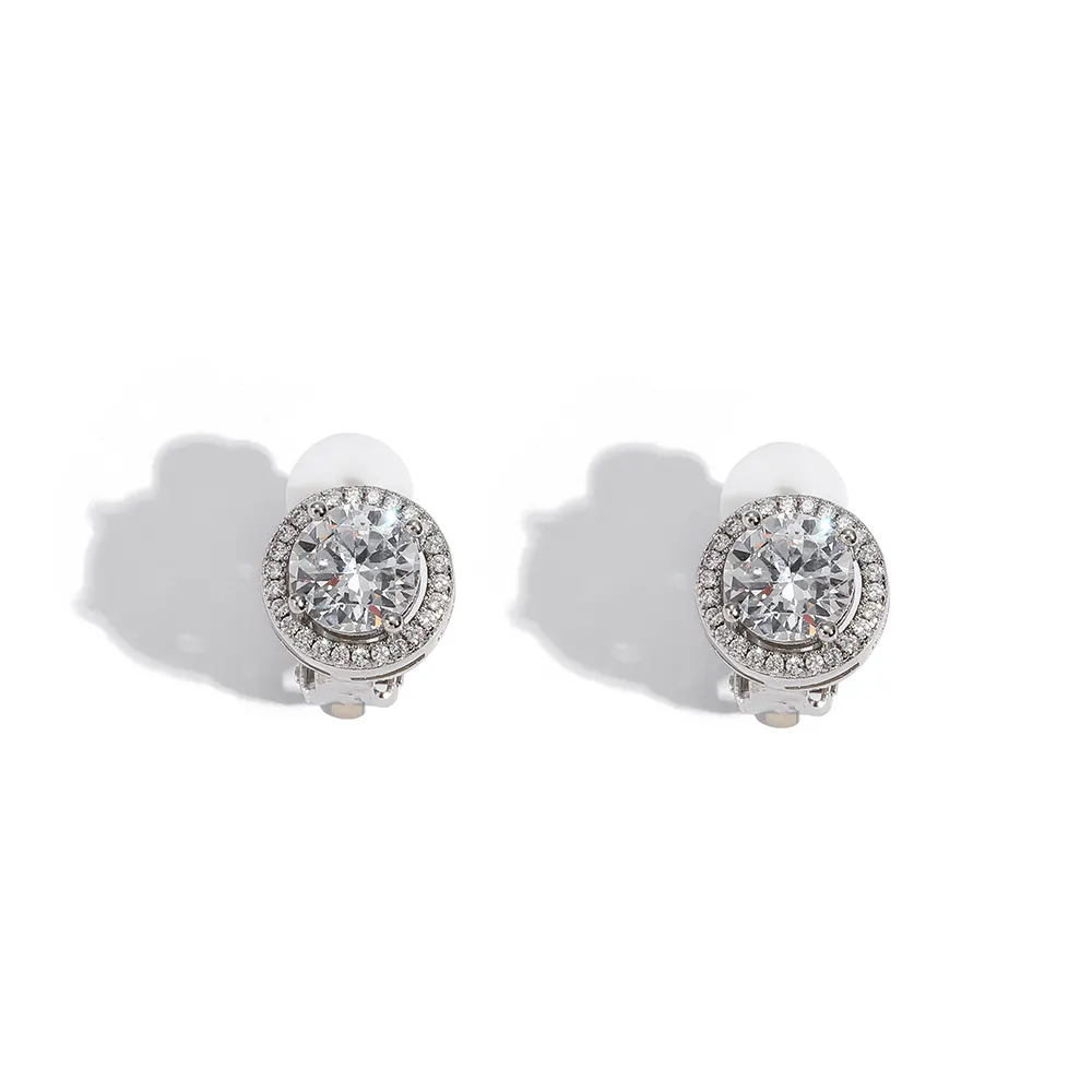 New Fashion Round Cut Halo Diamond Earring Prong Bezel Set Diamond Earring Wholesale Price Dangle Earring For Women