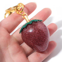 Porte-clés personnalisé 3d cristal cerise Pendentif pour sac à main Cadeau fraise pailletée Pendentif pour sac cerise Porte-clés charmant