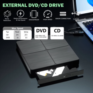 Unidad de DVD Externa USB 3.0 Tipo-C, Grabadora de <span class=keywords><strong>CD</strong></span> Portátil, Unidad Óptica de <span class=keywords><strong>CD</strong></span> DVD +/-RW, Grabadora de <span class=keywords><strong>CD</strong></span> DVD ROM Delgada - Product Image 6