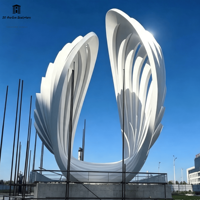 Sculpture en acier inoxydable poli miroir personnalisée, fontaine d'eau, forme de vague, sculpture moderne