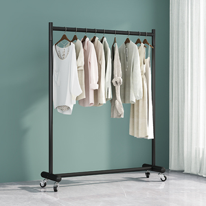 MR01 금속 의류 랙 바퀴가 달린 조정 가능한 롤링 의류 랙, 모바일 의류 진열대 - Product Image 4