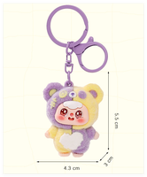 Cadeaux mignons tendance : figurines et ornements 3D Kawaii, mini porte-clés en métal floqué pour sac d'école, breloque de voiture