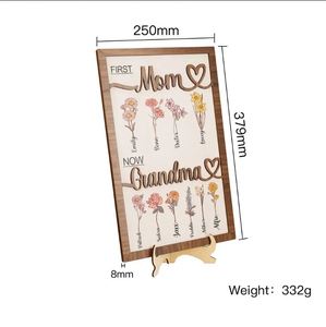<b>Customized</b> Birth Month Flowers Art Personalized Wooden Wall <b>Sign</b> for Mom Grandma Mother's Day Gift Ideas <b>Wood</b> Crafts - Product Image 3