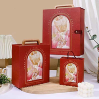 Boîte cadeau personnalisée en gros pour mariage et gâteaux de lune avec poignée en bois, impression UV, gaufrage, papier couché