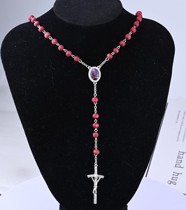 Collar Decorativo con Cruz de Oración Religiosa, <span class=keywords><strong>Papa</strong></span> XIV, Pétalos de Rosa Roja, Madera Perfumada, Hecho a Mano, Rosario Católico de Madera del <span class=keywords><strong>Papa</strong></span> León - Product Image 6
