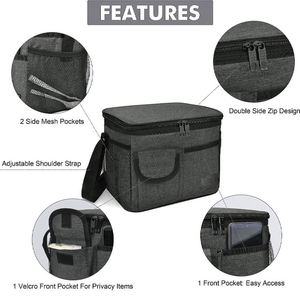Insulated Water-Resistant Lunch <b>Tote</b> with 4 Pockets Double Side <b>Zips</b> and Sturdy Stitching Water-resistant Cooler Bags - Product Image 5