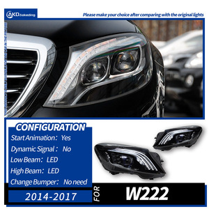 ไฟหน้า LED สำหรับรถเบนซ์ S-Class W222 ปี 14-18 รุ่นดัดแปลง ใช้เฉพาะรุ่น  แสงสี 6000k  ใหม่  พร้อมไฟเดย์ไลท์  ความร้อนสี 6000k - Product Image 6