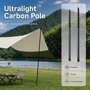 Poteau de bâche en fibre de carbone pour camping, léger, durable, portable, extensible, télescopique, pour abri extérieur, auvent, auvent de protection - Product Image 1
