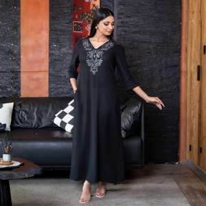 Vestido Casual Maxi de Lino para Mujer, Elegante y Duradero, con Detalles Metálicos, 51 Pulgadas, al por Mayor - Product Image 3