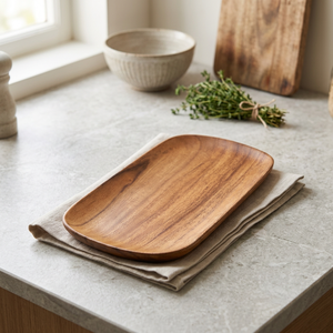Plateau en bois naturel de luxe pour servir ou présenter, avec une finition lisse et un design élégant pour un usage domestique - Product Image 1
