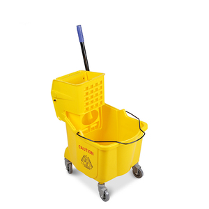 Plastic 36L Yellow Industrial Squeeze <strong>Mop</strong> <strong>Bucket</strong> with Side Press Wringer - Product Image 2