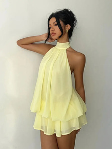 Vestido corto casual halter para mujer, vestido de verano a la moda, vestido mini sexy sin espalda, elegante para mujer - Product Image 5
