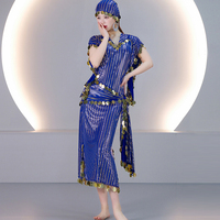 Nouvelle tenue de danse orientale de haute qualité, brillante, avec paillettes, pour la danse du ventre, Baladi, folklorique, Saidi, performance, Abaya, 3 pièces