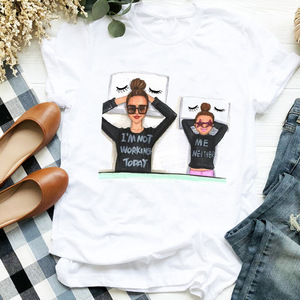 Maycaur T-<span class=keywords><strong>shirt</strong></span> da Donna con Stampa Cartoon Mamma Figlio Figlia, Maglietta Casual da Donna con Grafica - Product Image 4