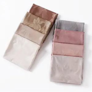 New Arrival Hot Selling Solid Color Flower Embossing Headscarf Screw Thread Cotton Jacquard Printed Hijab Scarf