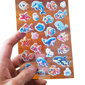 Custom Design 3D Cartoon Puffy Sticker Sheet For Kids Cute Animal Sponge Bubble Stickers