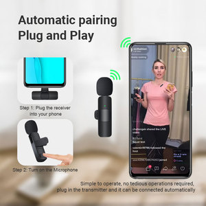 <span class=keywords><strong>Microphone</strong></span> Lavalier à revers sans fil Plug-Play pour iPhone USB-C téléphones Android collier Clip micro avec 2 microphones 1 adaptateur - Product Image 6