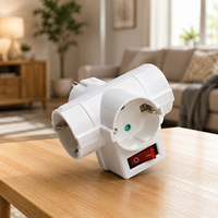 Adaptateur allemand standard 3 voies avec interrupteur, protection enfant, 16A 250V 3500W, répartiteur PC ignifuge, 3 prises pour maison, cuisine, chambre