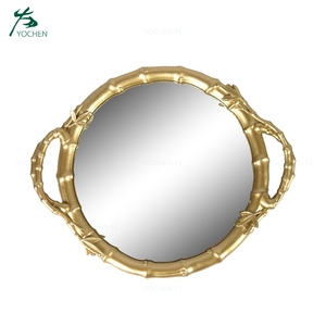 Articles ménagers table décoration royal couleur <span class=keywords><strong>dorée</strong></span> résine cadre rectangle noir plateau miroir - Product Image 1