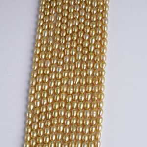 Hebra de Perlas de Agua Dulce Naturales en Forma de Arroz de Color Dorado <span class=keywords><strong>Southsea</strong></span> de 4-5 mm para la Fabricación de Joyas - Product Image 3