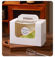 Boîte à gâteau/dessert jetable, écologique, en matériau alimentaire, portable, avec fenêtre transparente, impression personnalisée du logo, boîte en papier