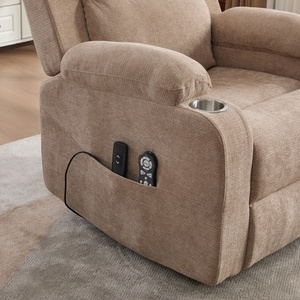 Fauteuil de massage pivotant à 360° de luxe moderne avec chaleur, inclinable électrique, télécommande, porte-gobelets et poches de rangement pour la maison - Product Image 4